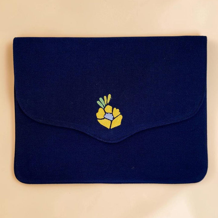 Corsage Aari Embroidered Navy Blue Floral Laptop Sleeve