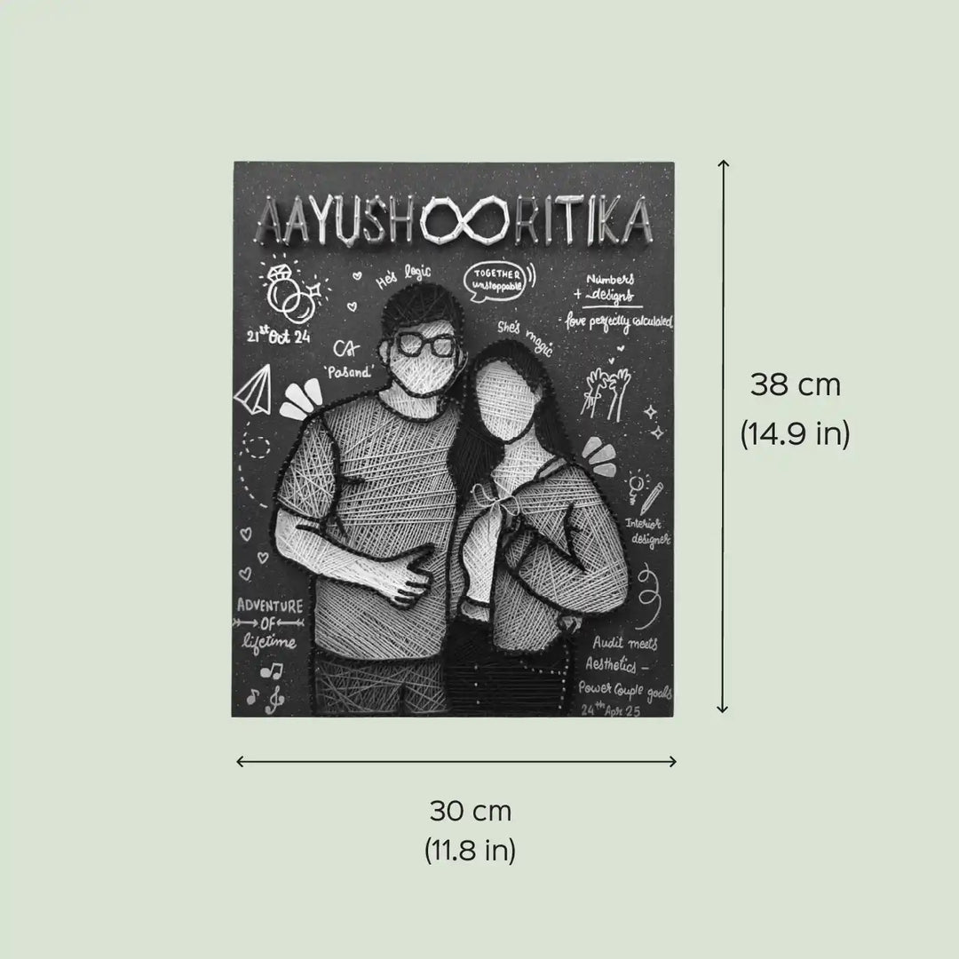 Photo Personalized Handmade String Art Engagement Theme MDF Wood Name Plate