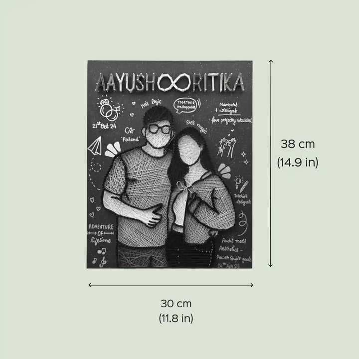 Photo Personalized Handmade String Art Engagement Theme MDF Wood Name Plate