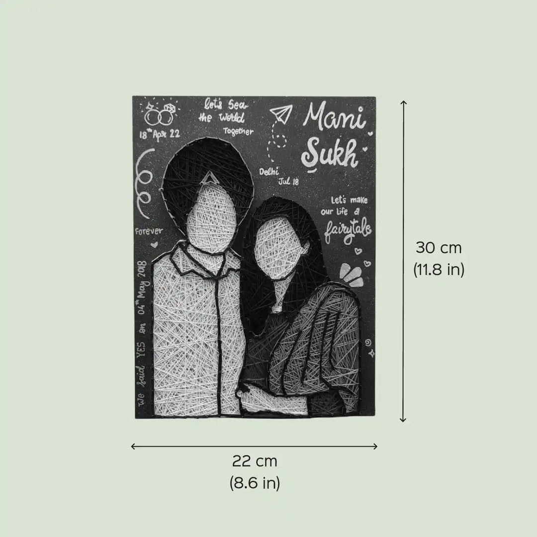 Photo Personalized Handmade String Art Punjabi Couples Theme MDF Wood Decorative Plaque