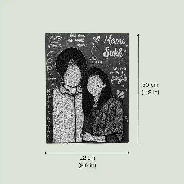 Photo Personalized Handmade String Art Punjabi Couples Theme MDF Wood Decorative Plaque
