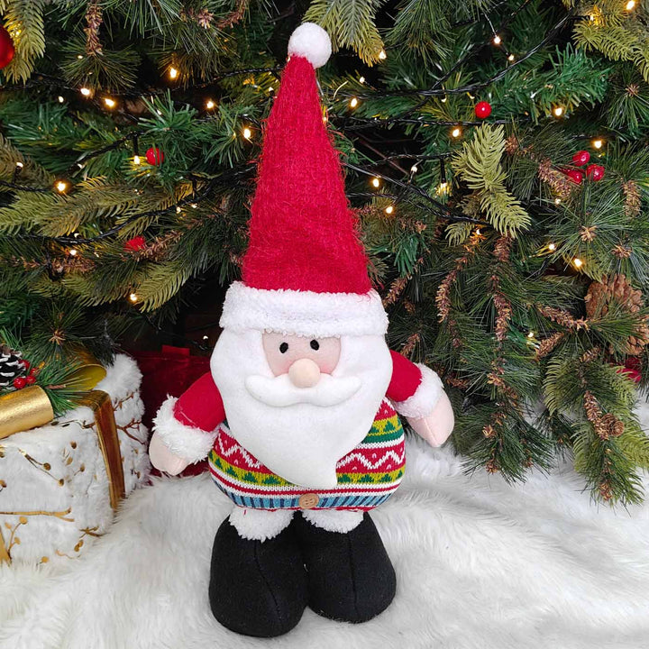 Handmade Santa Cozy Knit Festive Plush Figurine With Extendable Legs