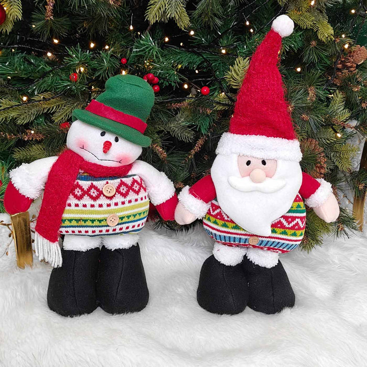 2 Pc | Cozy Knit Festive Duo Plush Figurine With Extendable Legs