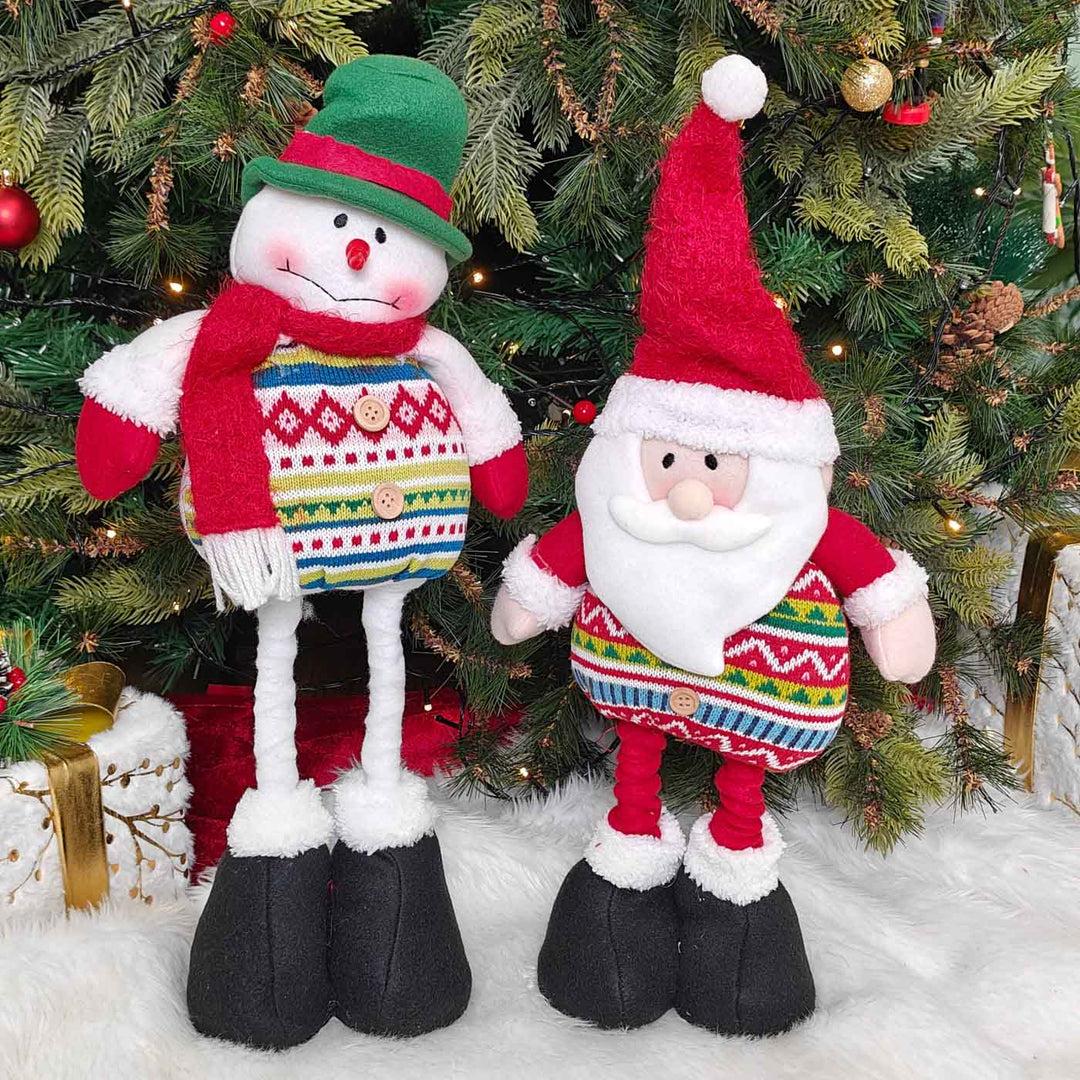 2 Pc | Cozy Knit Festive Duo Plush Figurine With Extendable Legs