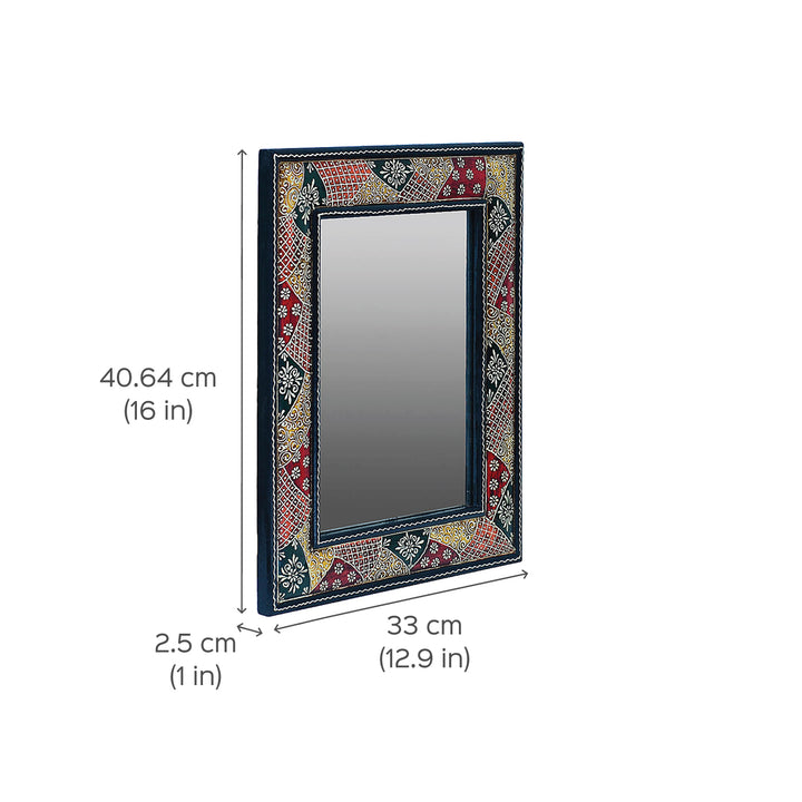 Handpainted Rectangle Wooden Mirror | 13 x 16 Inches