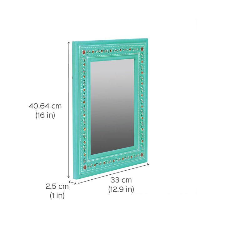 Handpainted Rectangle Wooden Mirror | 13 x 16 Inches