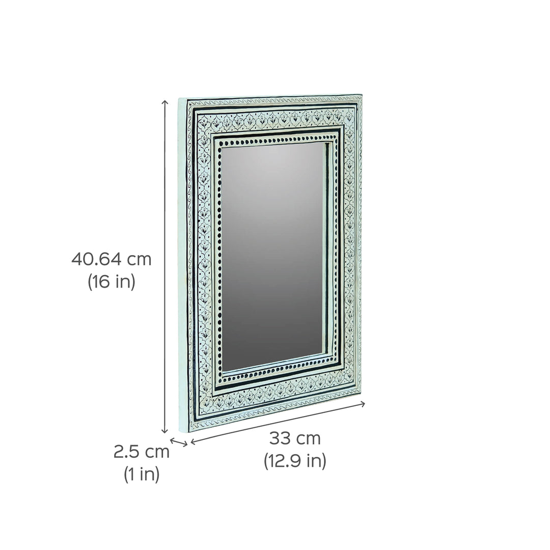 Handpainted Rectangle Wooden Mirror | 13 x 16 Inches - Zwende
