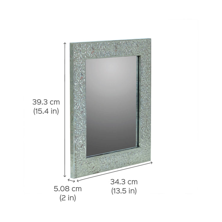 Handpainted Rectangle Wooden Mirror | 13.5 x 15.5 Inches