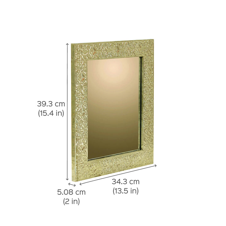 Handpainted Rectangle Wooden Mirror | 13.5 x 15.5 Inches