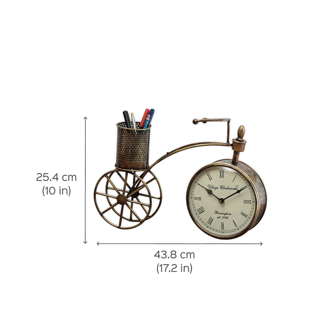 Buy Handcrafted Iron Pen Stand Table Clock Online On Zwende