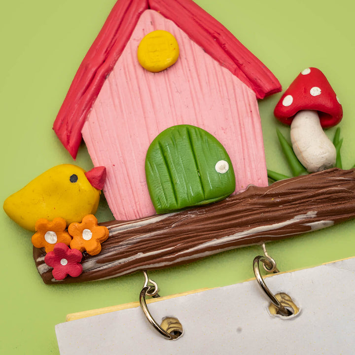 Pink Birdhouse 2025 Clay Calendar Magnet