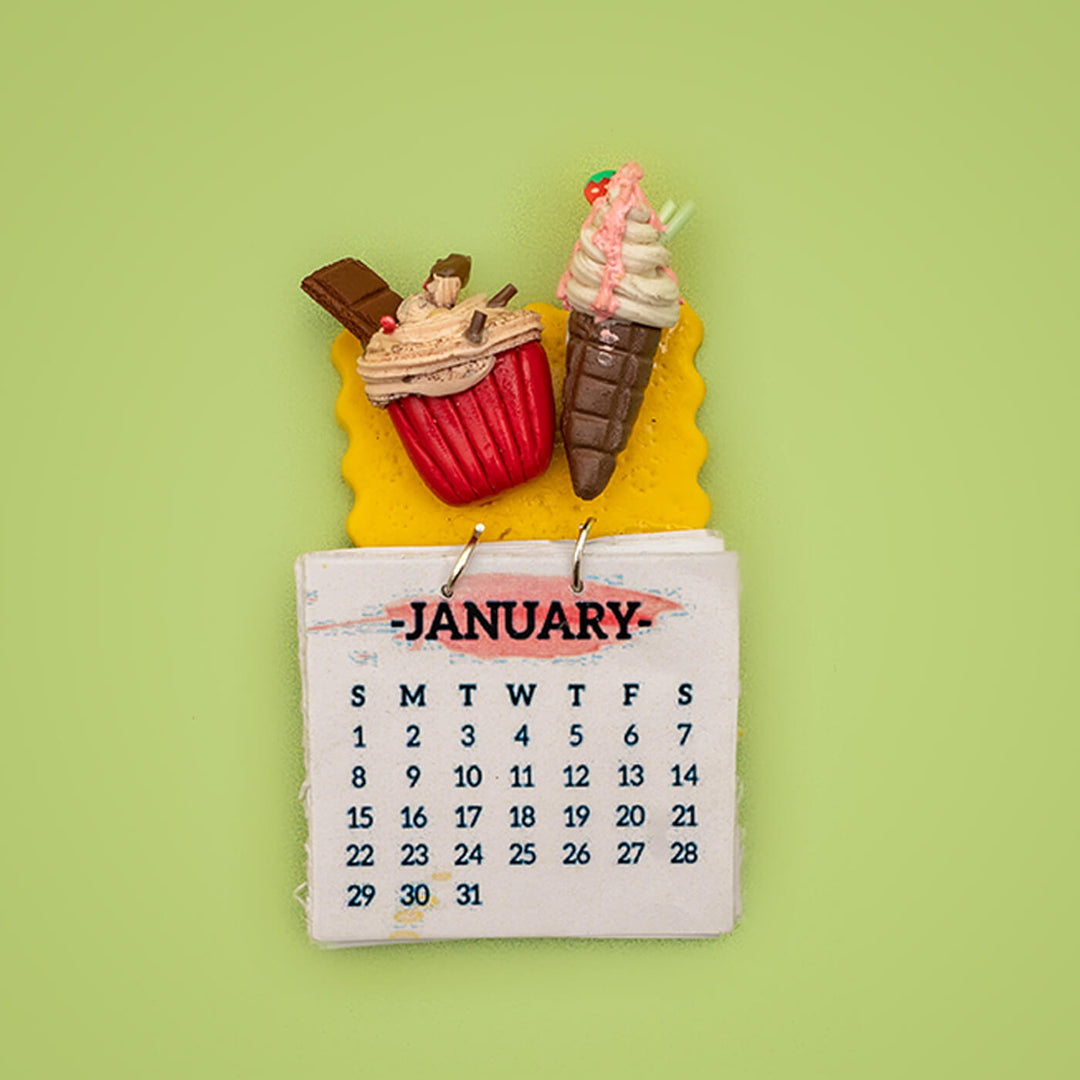 Cupcake & Ice cream 2025 Clay Calendar Magnet