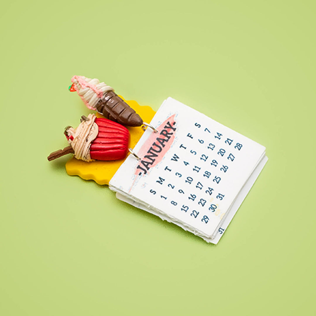 Cupcake & Ice cream 2025 Clay Calendar Magnet