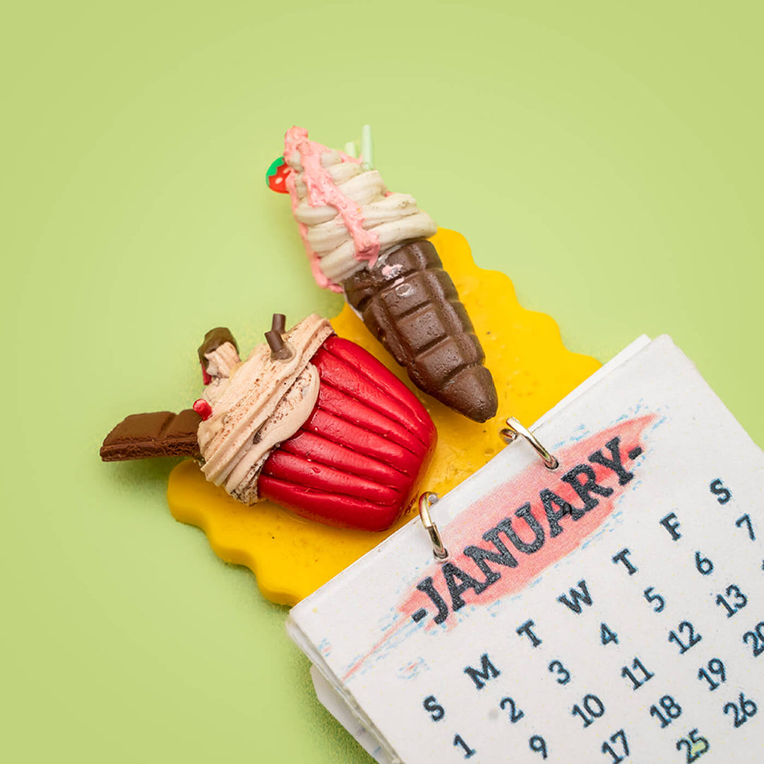 Cupcake & Ice cream 2025 Clay Calendar Magnet