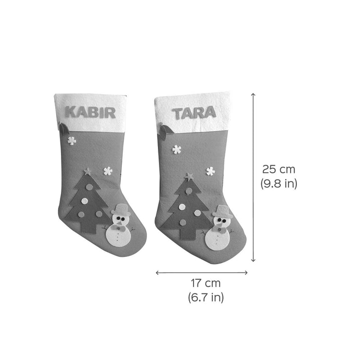 Personalized Snowman & Xmas Tree Felt Stocking