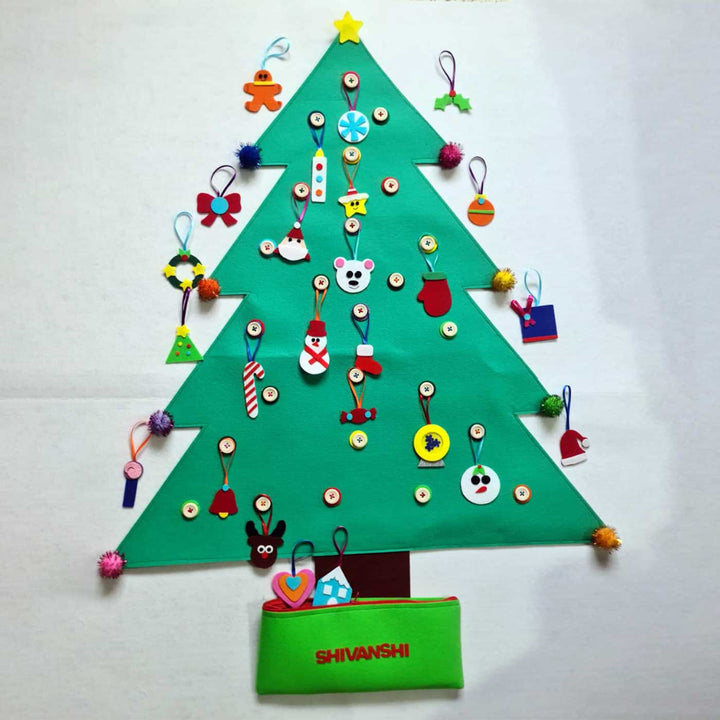 Personalized Xmas Tree Felt Kids Learning Activity Kit