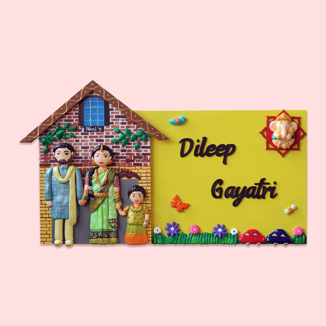 Handcrafted Personalized Hut Shaped Family Nameplate