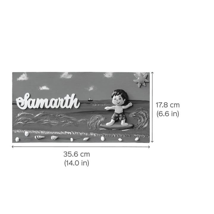 Handcrafted Personalized Beach Themed Nameplate For Kids