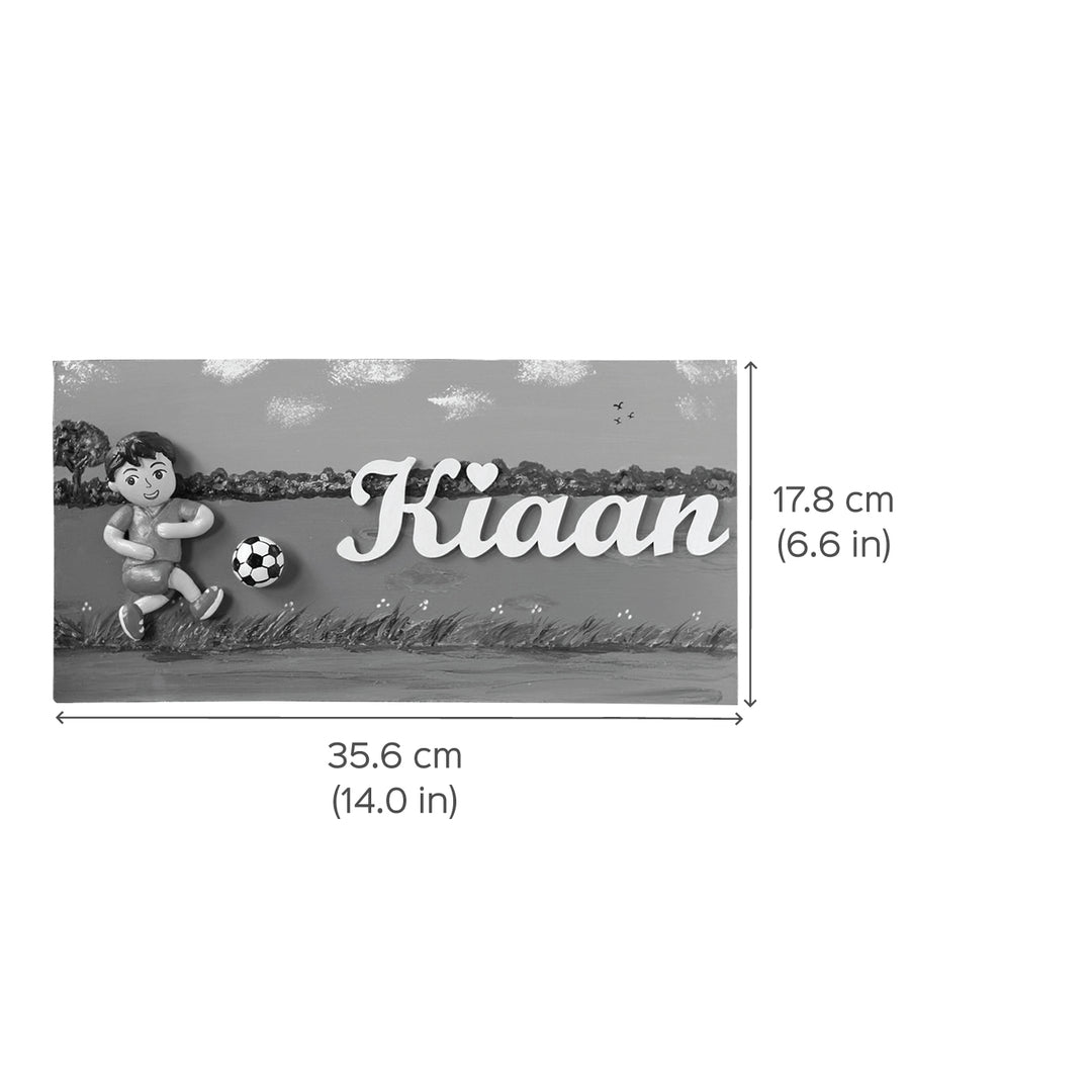 Handcrafted Personalized Football Themed Nameplate For Kids