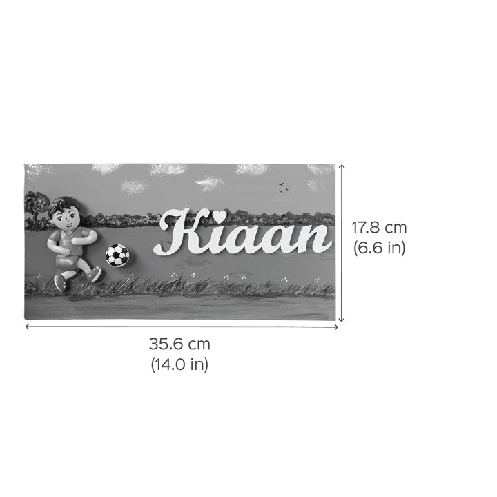 Handcrafted Personalized Football Themed Nameplate For Kids