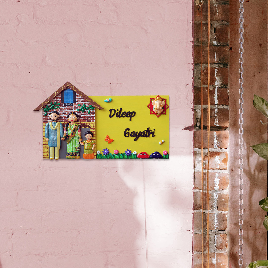 Handcrafted Personalized Hut Shaped Family Nameplate