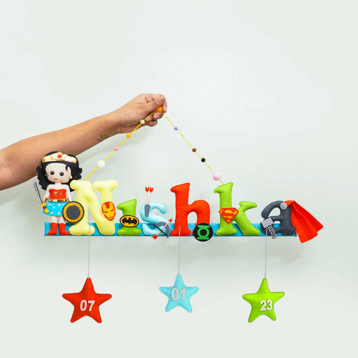 Handcrafted Personalized Wonder Woman Nameplate for Kids