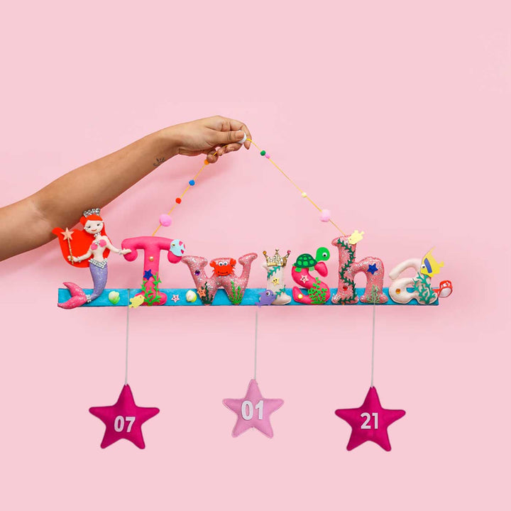 Handcrafted Personalized Little Mermaid Felt Nameplate for Kids