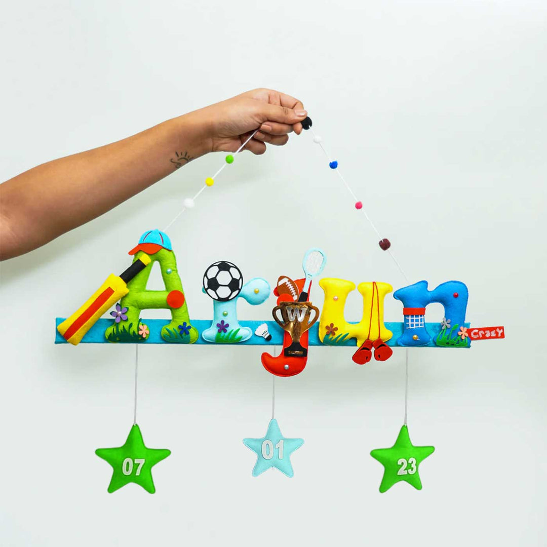 Handcrafted Personalized Sports Felt Nameplate for Kids