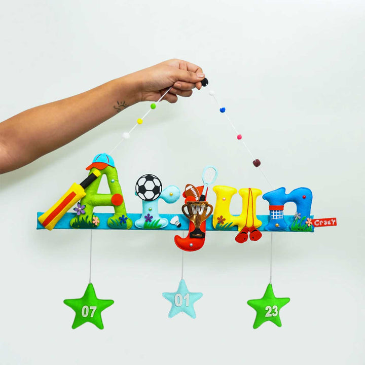 Handcrafted Personalized Sports Felt Nameplate for Kids