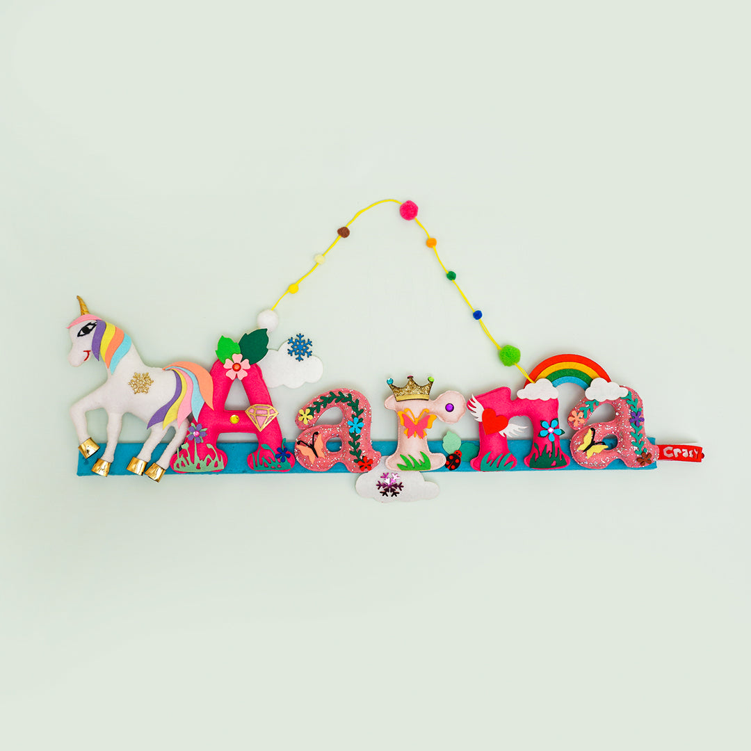 Handcrafted Personalized Unicorn Felt Nameplate for Kids