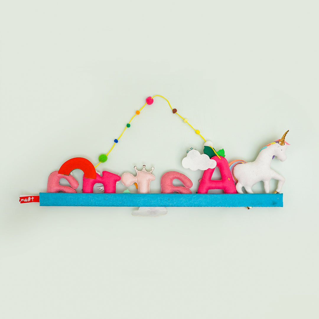 Handcrafted Personalized Unicorn Felt Nameplate for Kids