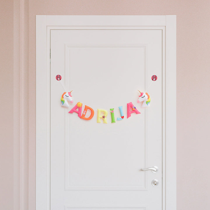 Handcrafted Personalized Unicorn Themed Felt Bunting For Kids