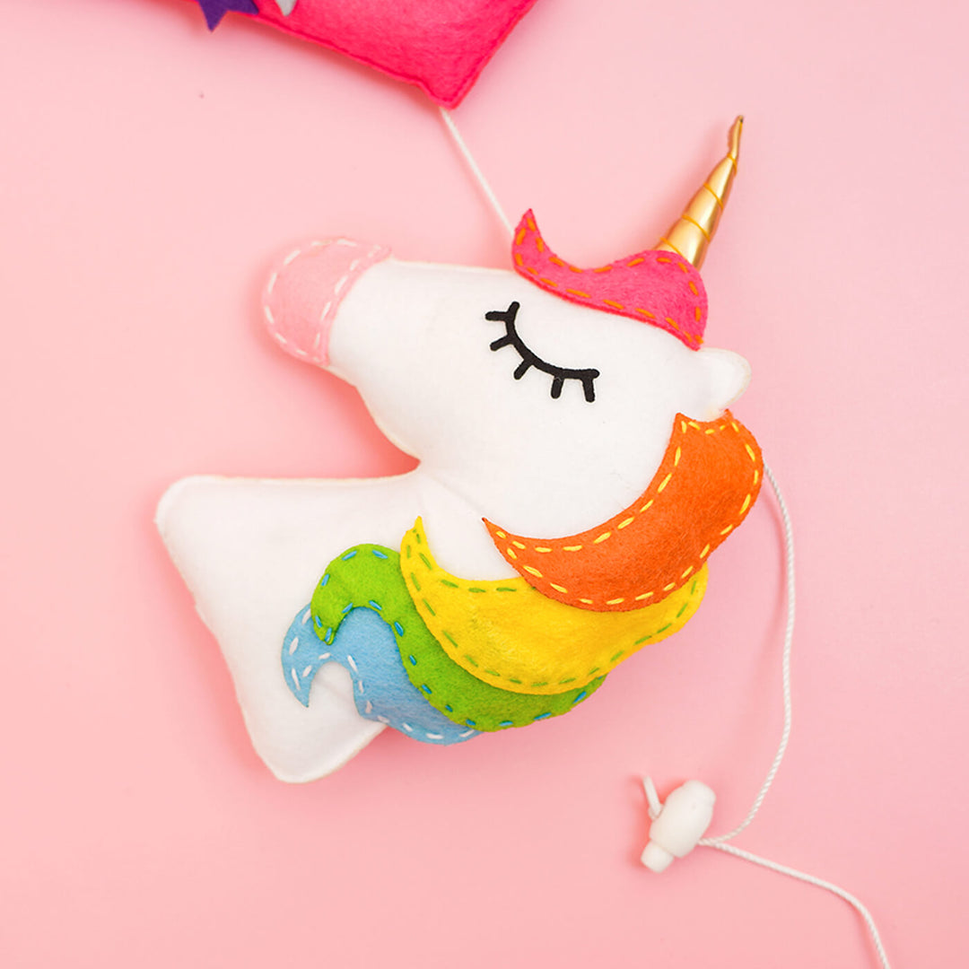 Handcrafted Personalized Unicorn Themed Felt Bunting For Kids