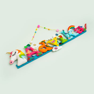 Handcrafted Personalized Unicorn Head Felt Nameplate for Kids