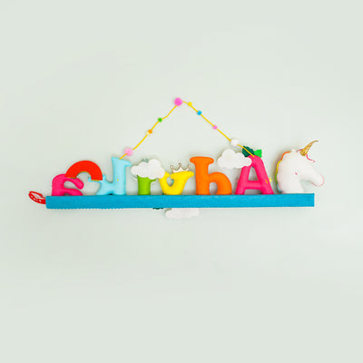 Handcrafted Personalized Unicorn Head Felt Nameplate for Kids