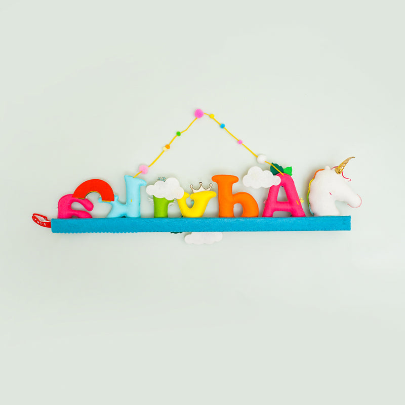 Handcrafted Personalized Unicorn Head Felt Nameplate for Kids