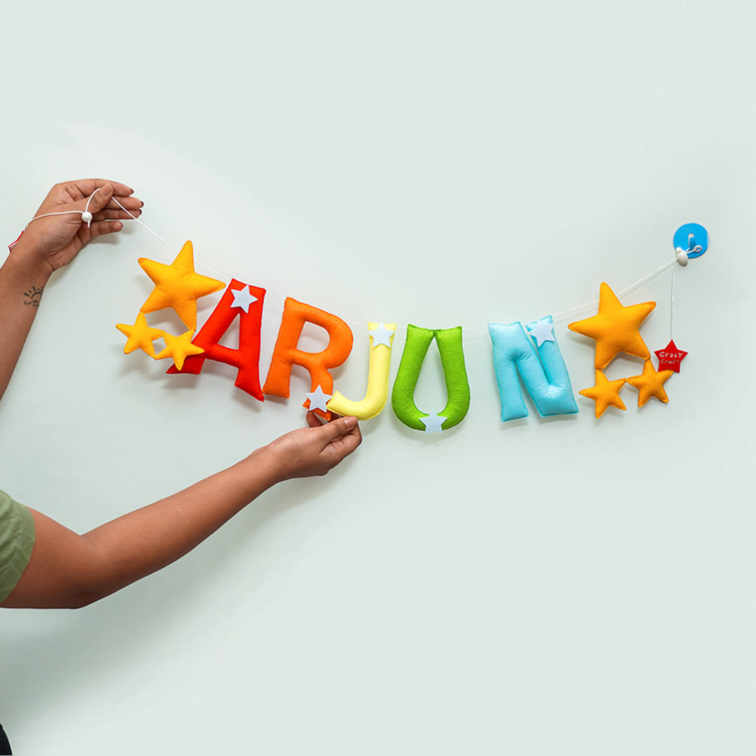 Handcrafted Personalized Star Themed Felt Bunting For Kids