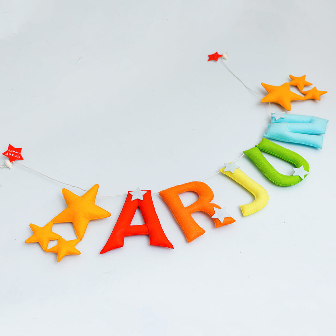 Handcrafted Personalized Star Themed Felt Bunting For Kids