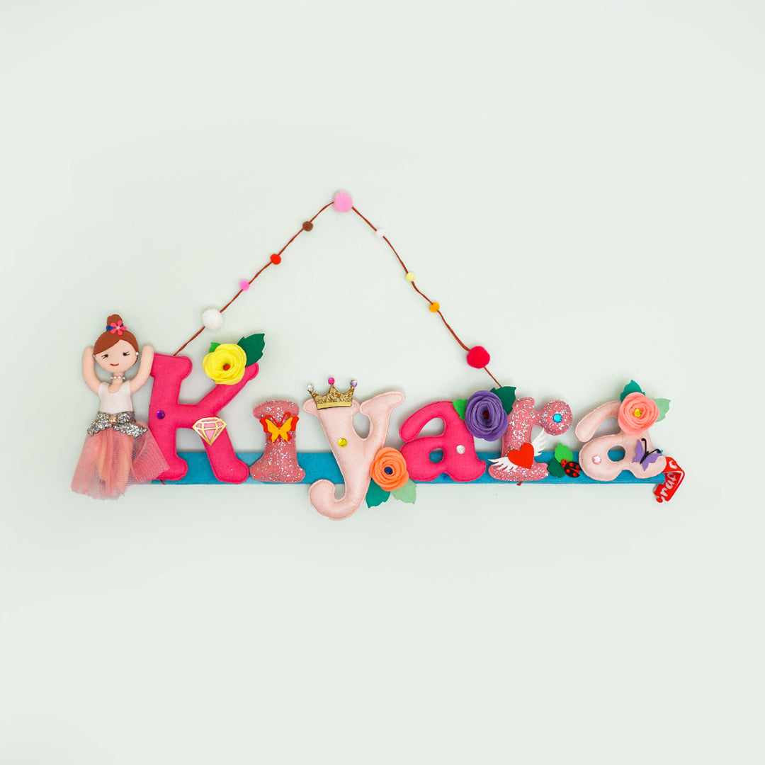 Handcrafted Personalized Ballerina Doll Felt Nameplate for Kids