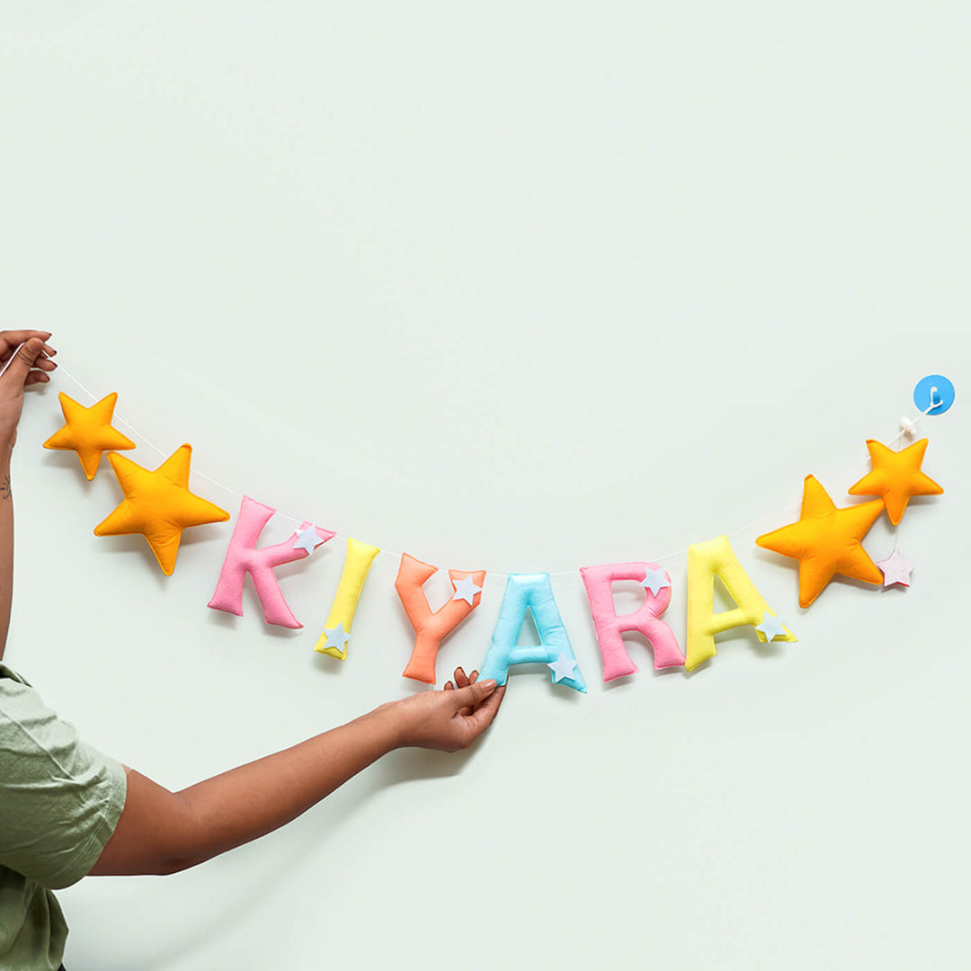 Handcrafted Personalized Star Themed Felt Bunting For Kids