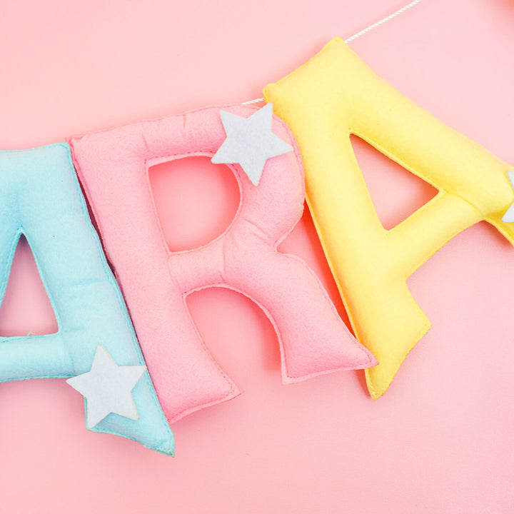 Handcrafted Personalized Star Themed Felt Bunting For Kids