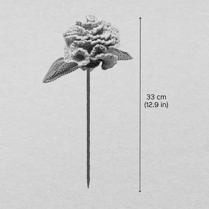 Handmade Crochet Carnations Cotton Flower Stick | Pack Of 1