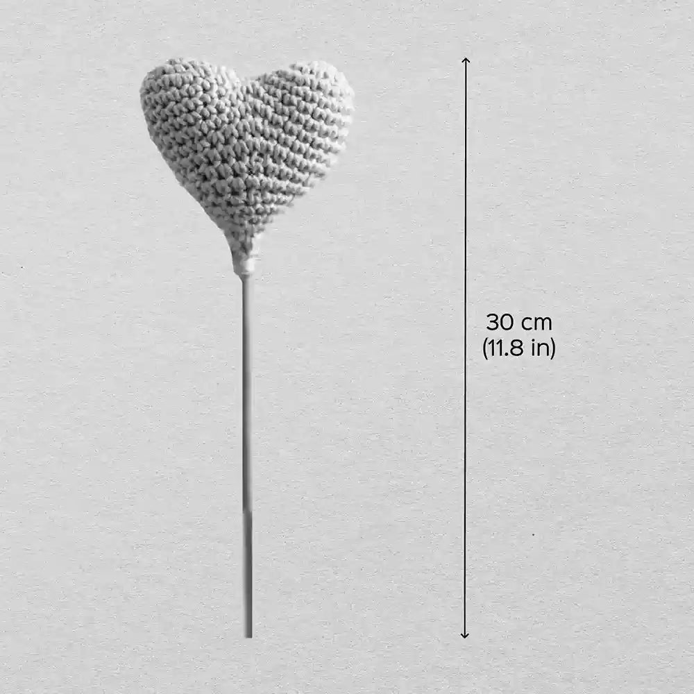 Handmade Crochet Heart Stem Cotton Flower Stick | Pack Of 1