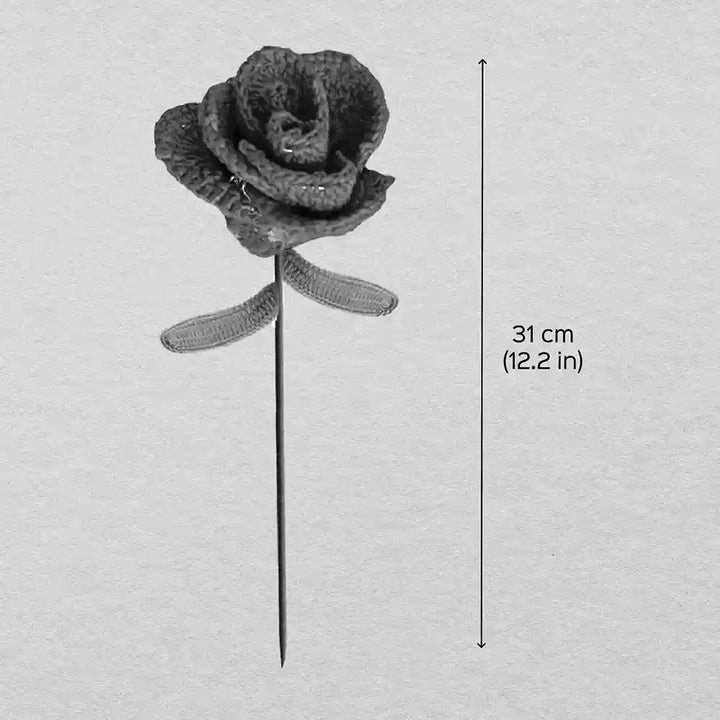 Handmade Crochet Rose Cotton Flower Stick | Pack Of 1