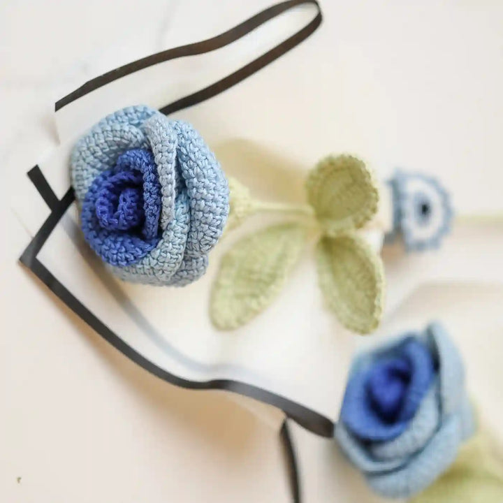 Handmade Crochet Shaded Roses Cotton Flower Stick | Pack Of 1