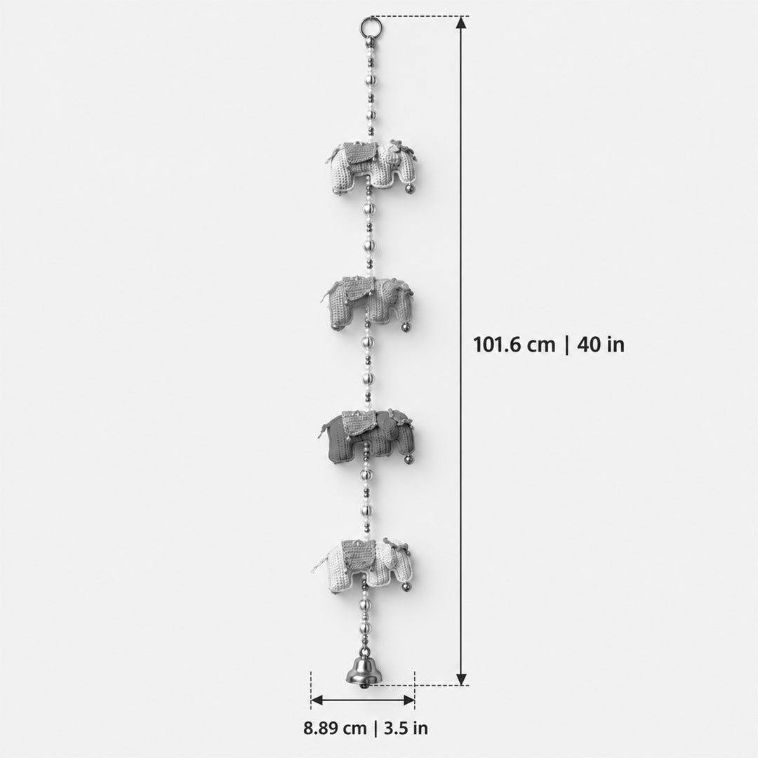 2 pc | Handmade Elephant Theme Crochet Wall Hanging with Bells & Ghungroo