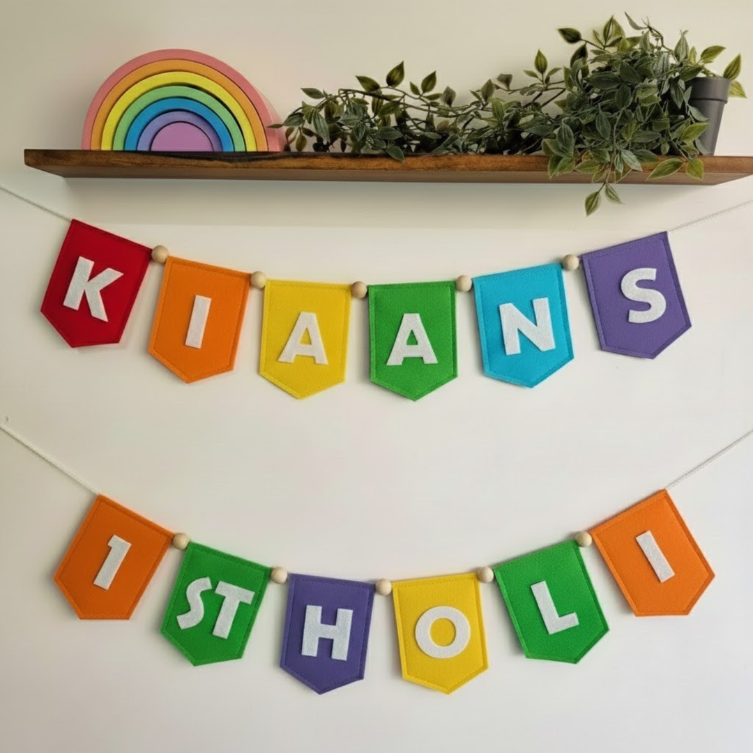 Personalized Handmade Rainbow Theme Felt Bunting