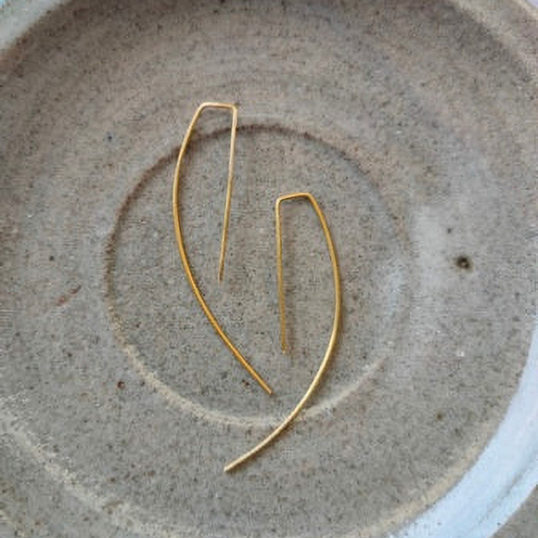Contemporary Curved Hooks Brass Earrings