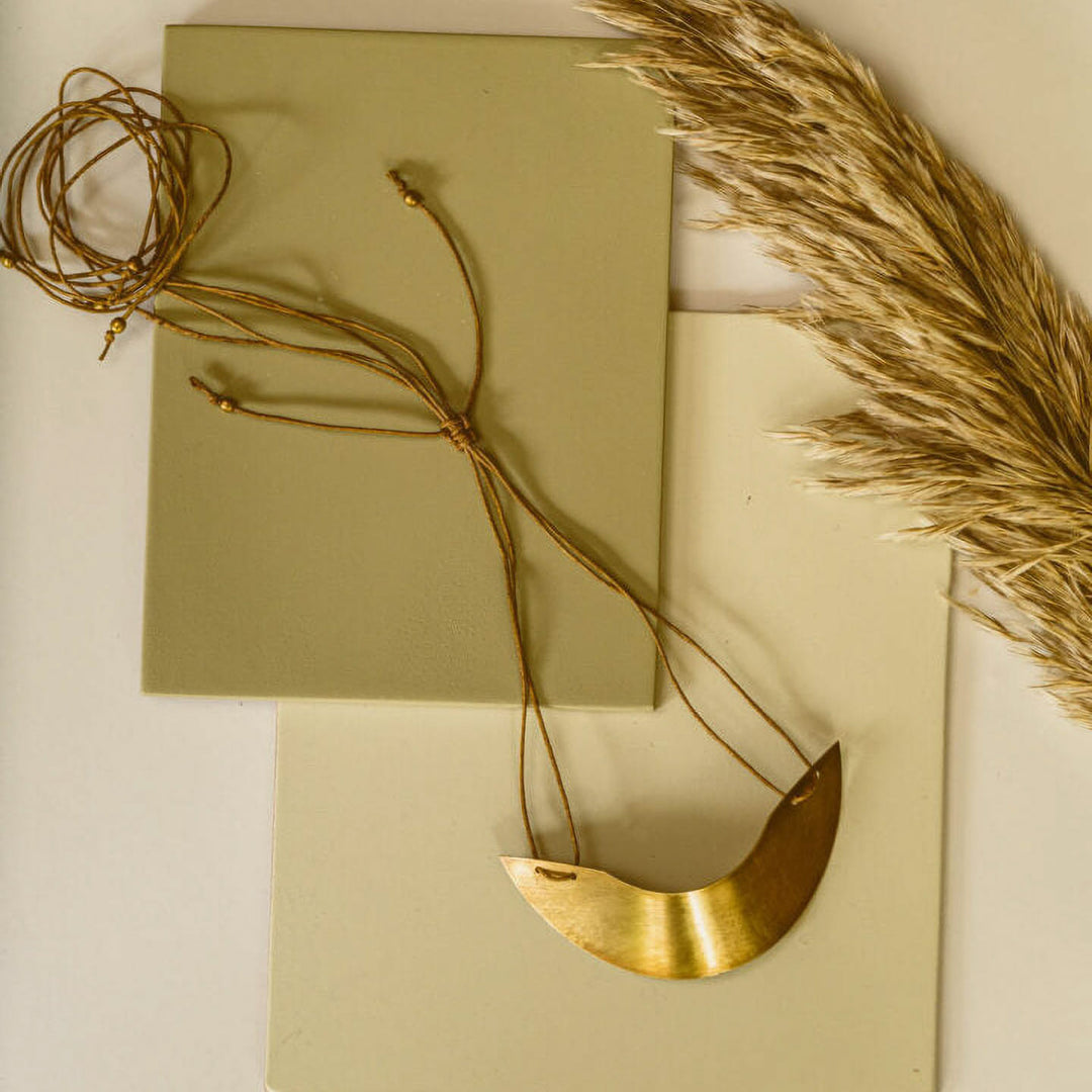 Handmade Curved Semicircular Brass Necklace
