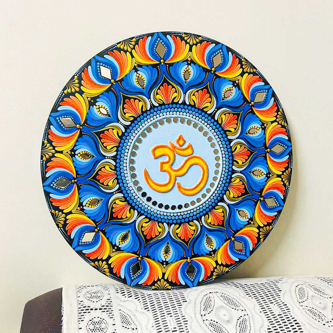 Hand-Painted Dot Mandala Fusion Theme MDF Wood Wall Plate
